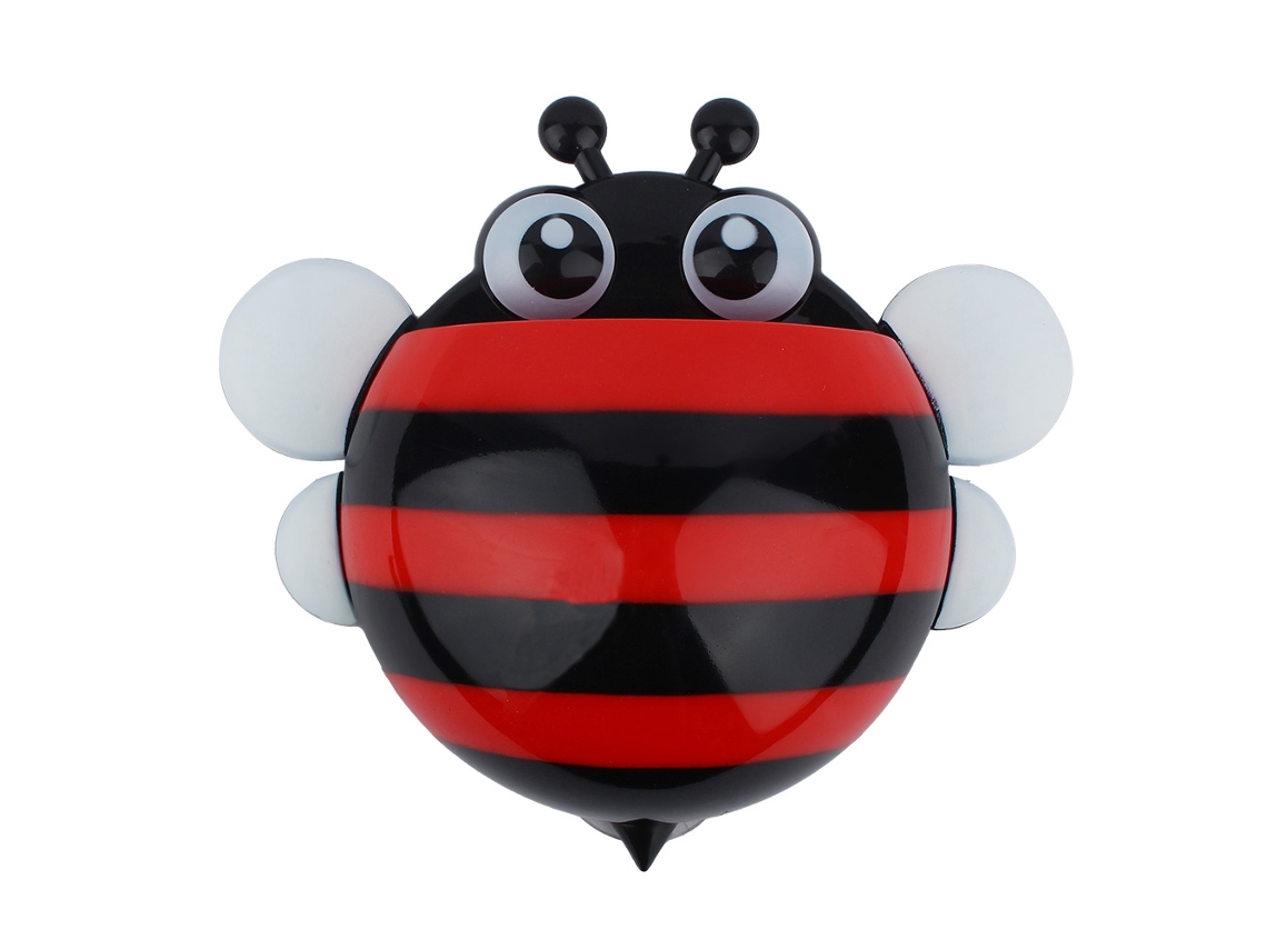 Aiailikill Bee - Soporte de pared para cepillos de dientes con ventosa fuerte y soporte para pasta de dientes (rojo)