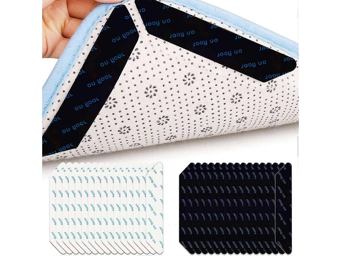 Omni-32 Agarradores De Alfombra Antideslizantes Lavables Y Reutilizables Para Suelos De Madera, Baldosas Y Mosaicos (negro Y Blanco)