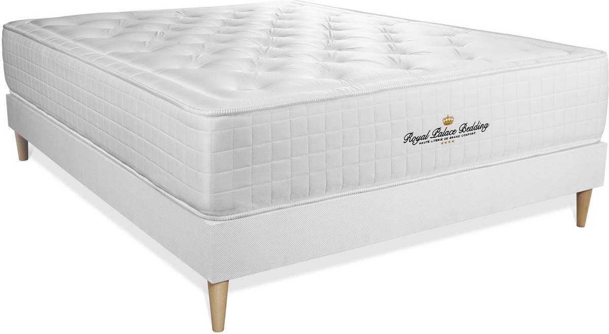 Conjunto de Somier Blanco + Colchón ROYAL PALACE BEDDING Buckingham (180x200 cm - Espuma Viscoelástica)