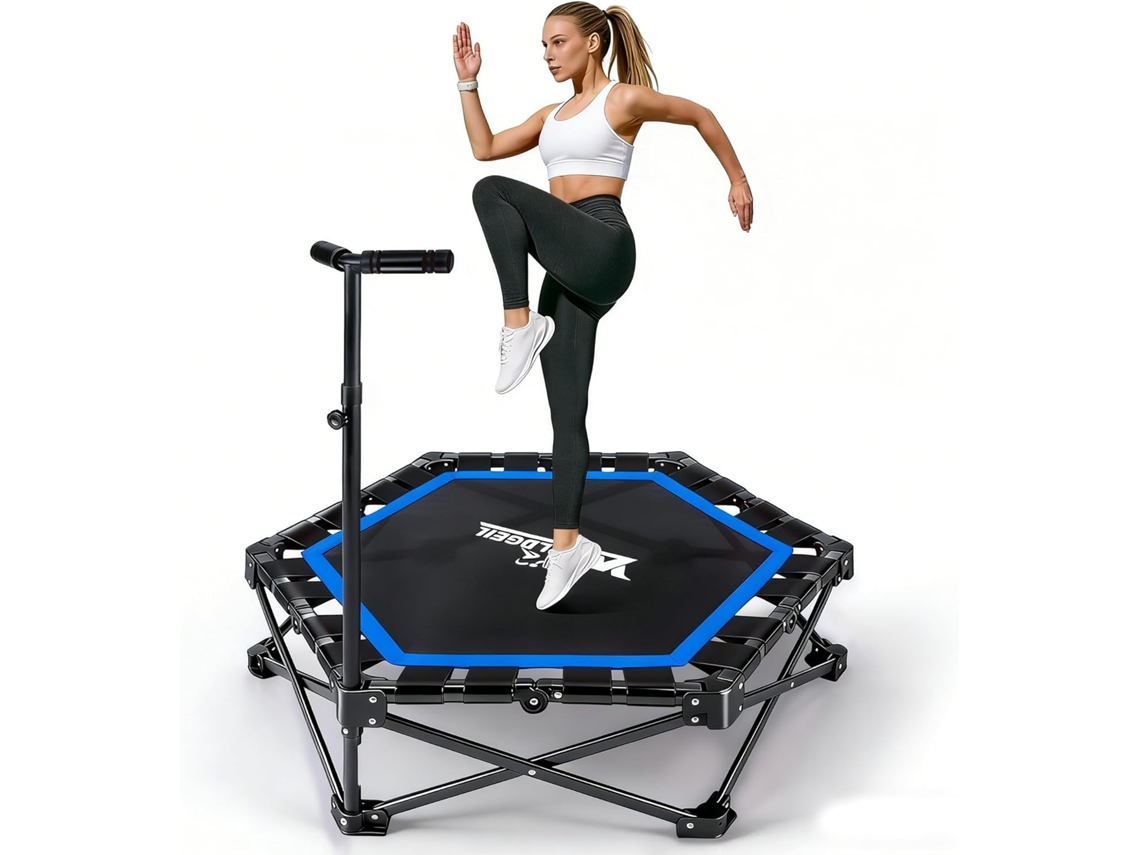 Cama elástica plegable de interior Nettlife - Mini cama elástica con asa ajustable - Capacidad de carga de 150 kg - Ø 89 cm