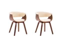 Maison Exclusive - Sillas De Comedor 2 Uds Madera Curvada Y Cuero Sintético Crema