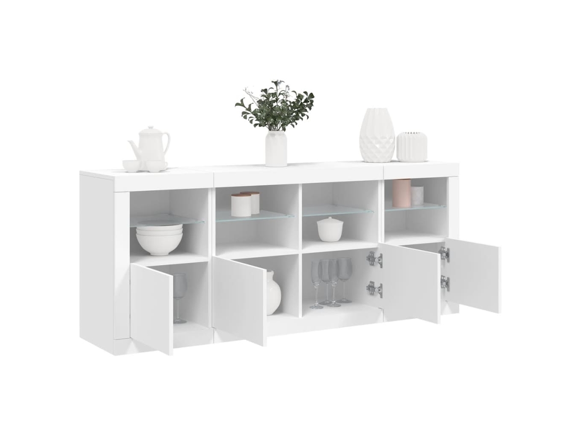 Aparador con luces LED 163x37x67 cm Blanco Dkd Home Decor