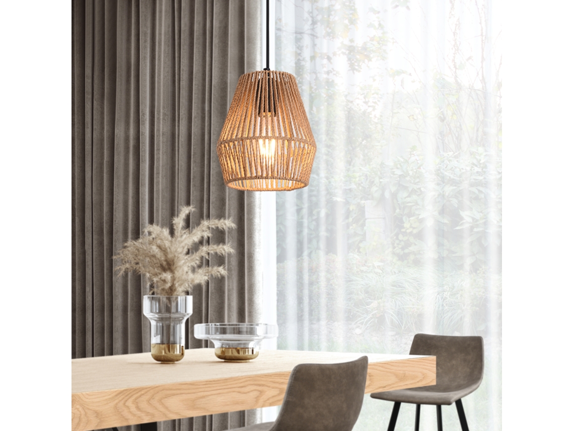 Lámpara colgante Liverpool metal cuerda 160 x Ø 18 cm - Negro y Beige LUX.PRO