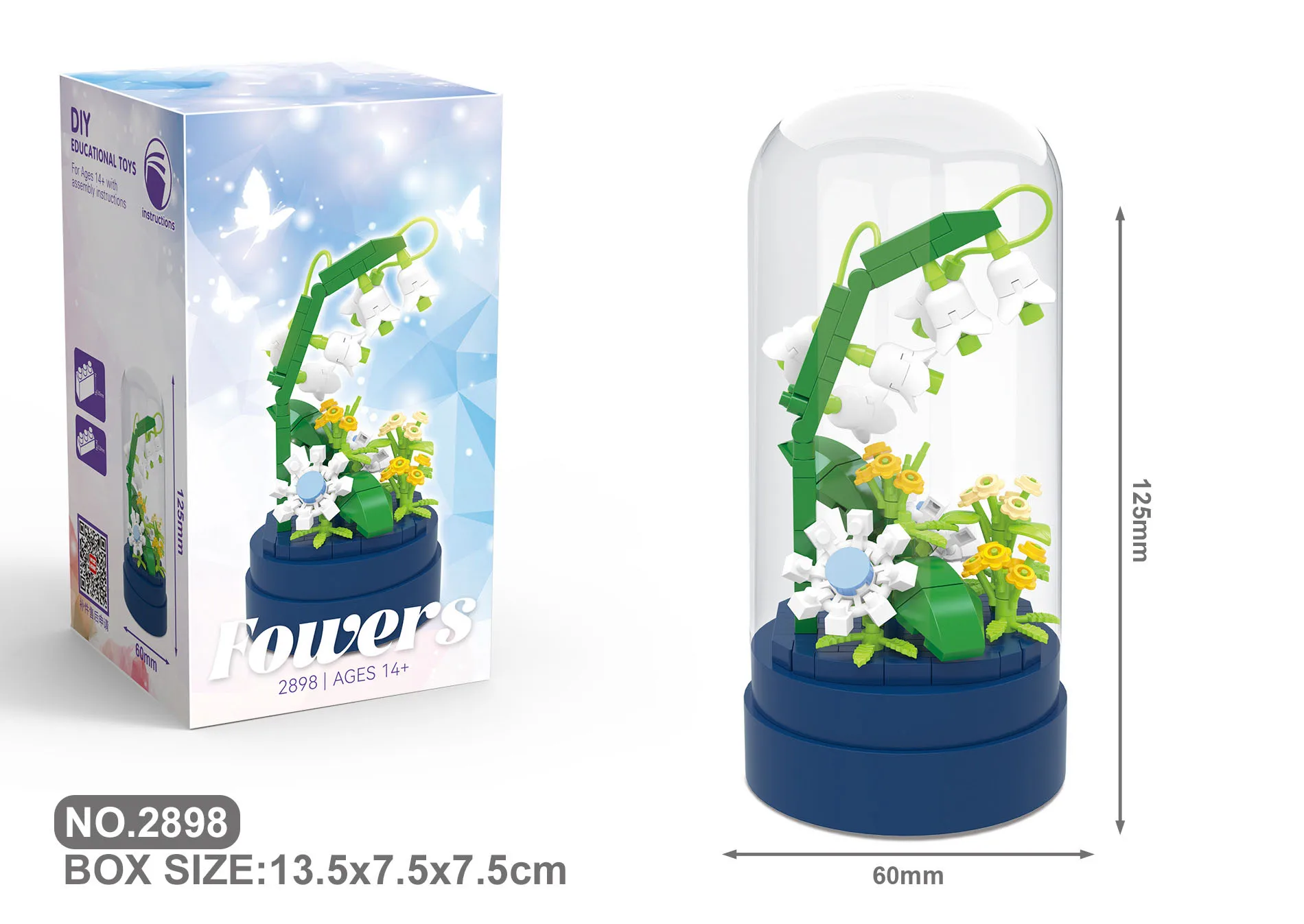 Bloques De Construcción Creativos (lirio De Los Valles) Con Flores Preservadas, Con Funda Protectora, Bloques De Construcción Nano