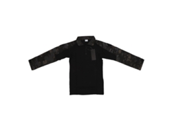 Camisa De Combate Unisex De Manga Larga Con Coderas Y Bolsillo En El Hombro, Camuflaje Negro, Talla L