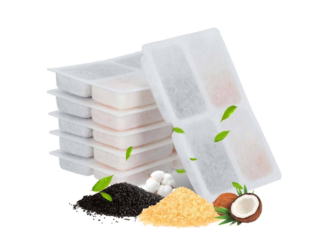 Pack 6 Filtros Cuadrados Con Carbón Activado, Para Bebederos De Perros Y Gatos, Medidas 5,7×8,6cm.