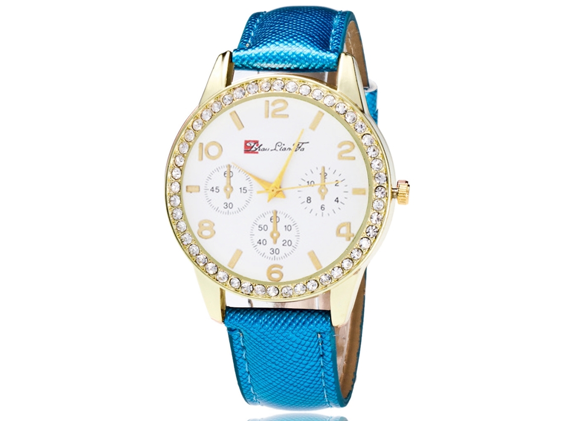 Reloj De Pulsera Analógico De Cuarzo Para Mujer Con Esfera Redonda, Estilo Moderno (azul)