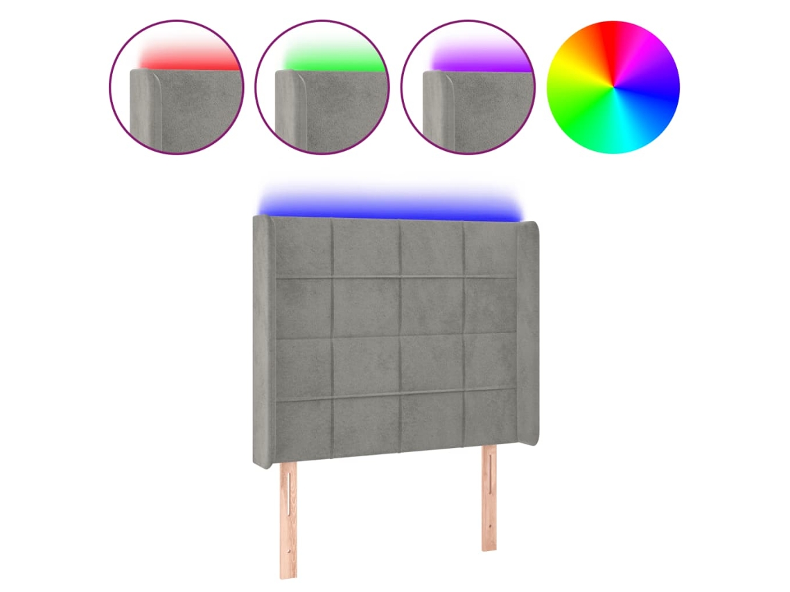 Maison Exclusive - Cabecero Con Led De Terciopelo Gris Claro 93x16x118/128 Cm