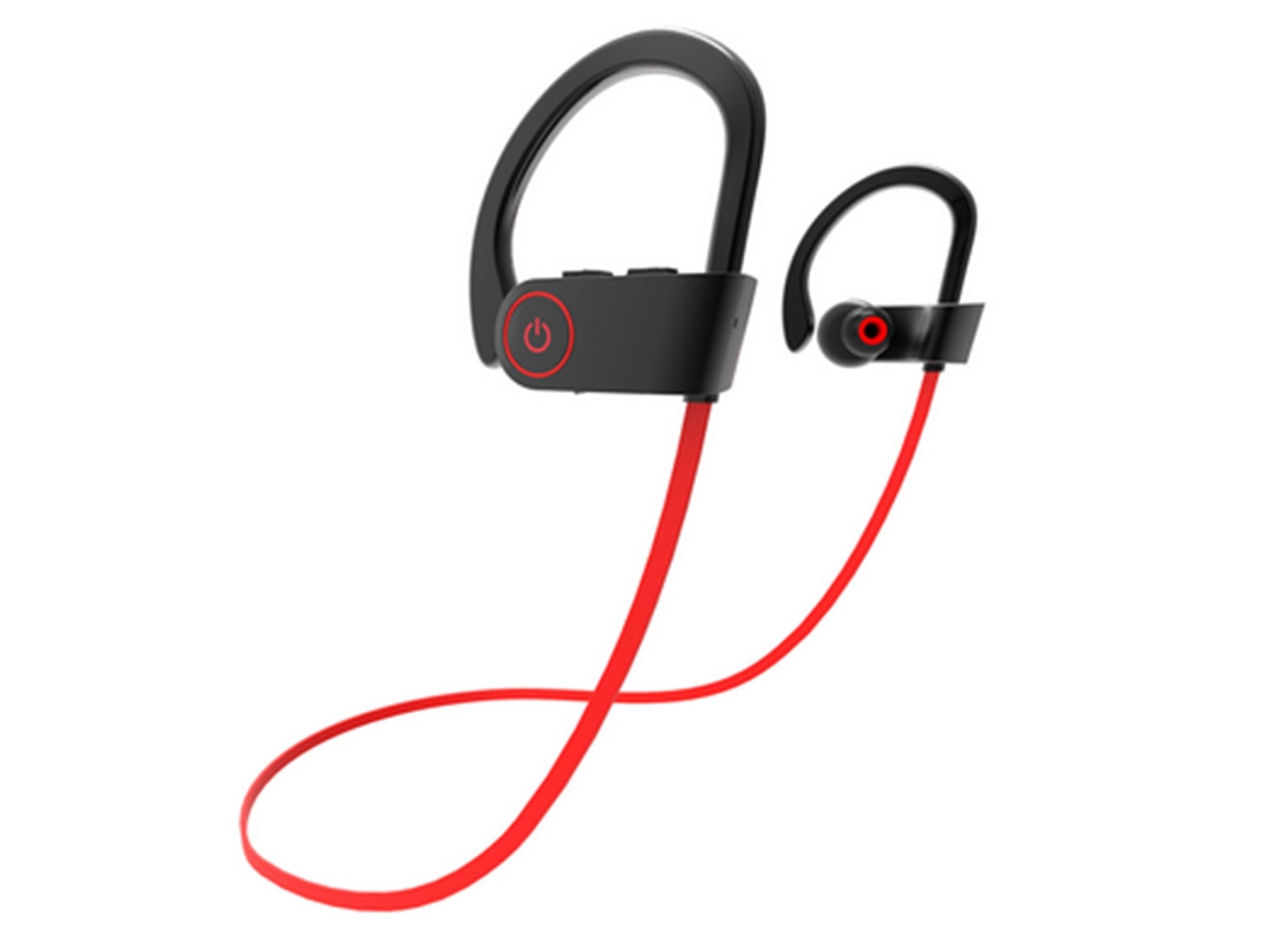 Auriculares Bluetooth JEIIBRZUI Lx-00U8 - Auriculares inalámbricos colgantes en negro rojo Ipx7 impermeables