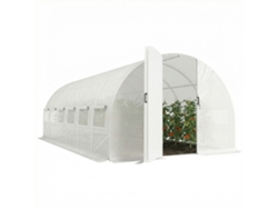Estufa Túnel 6x3x2m 12 Janelas Porta Aço Galvanizado Branca