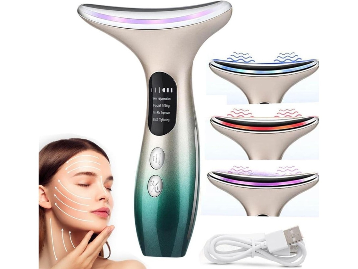 Masajeador facial eléctrico antiarrugas, masajeador visual 4 en 1, antiarrugas con 3 modos, medidor de belleza facial V 45c, dispositivo facial para Yizhood