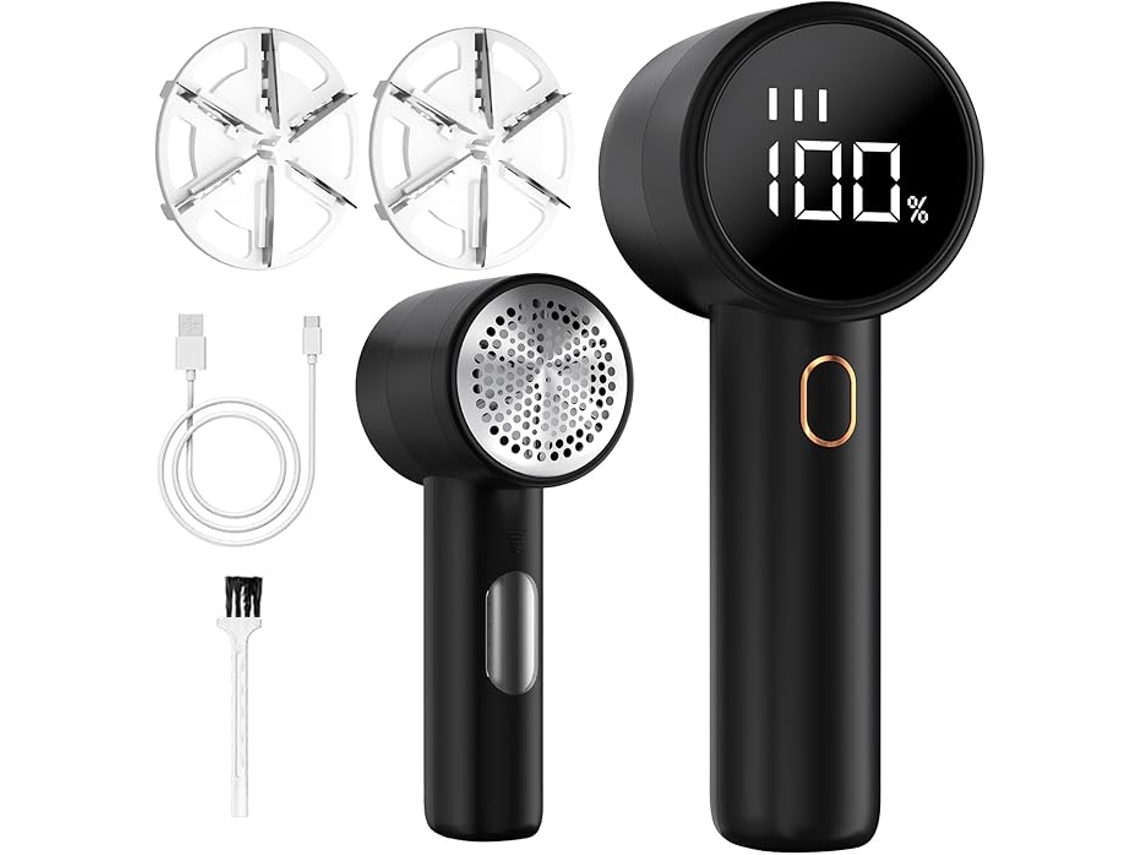 Aparador De Roupas - Recargable - Portátil - 3 Velocidades - 6 Cuchillas - Tela Digital Led - Negro