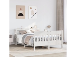 Estructura De Cama Sin Colchón Madera De Pino Blanca 140x200 Cm