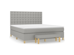 Maison Exclusive - Cama Box Spring Con Colchón Tela Gris Claro 180x200 Cm