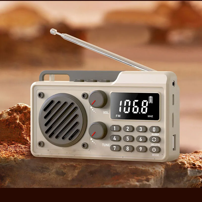 (caqui) Pequeña Radio Multibanda Con Apagado Programado, Altavoz Bluetooth, Tarjeta Tf-usb, Soporte 64-108mhz-9k /10k Decodificación De Audio
