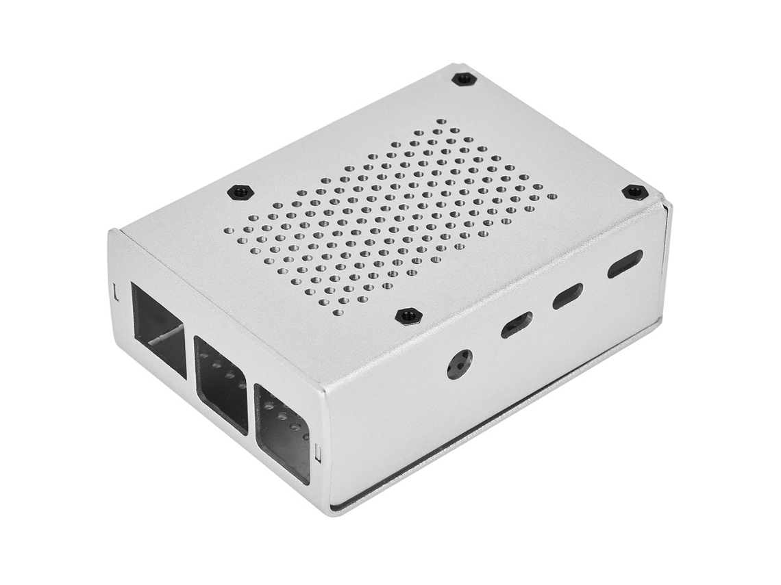 2026as-Caja Aluminio para Raspberry Pi 4 Modelo B con soporte disipador de calor Plata