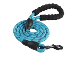 1 Correa Perro Nailon Azul, Cable Acolchado, Mediano/grande, Hebilla Montañismo Metal Reflectante, 150x12cm