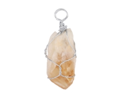 Collar Con Colgante De Cristal Natural Amarillo Envuelto En Alambre De Hierro Para Yoga.