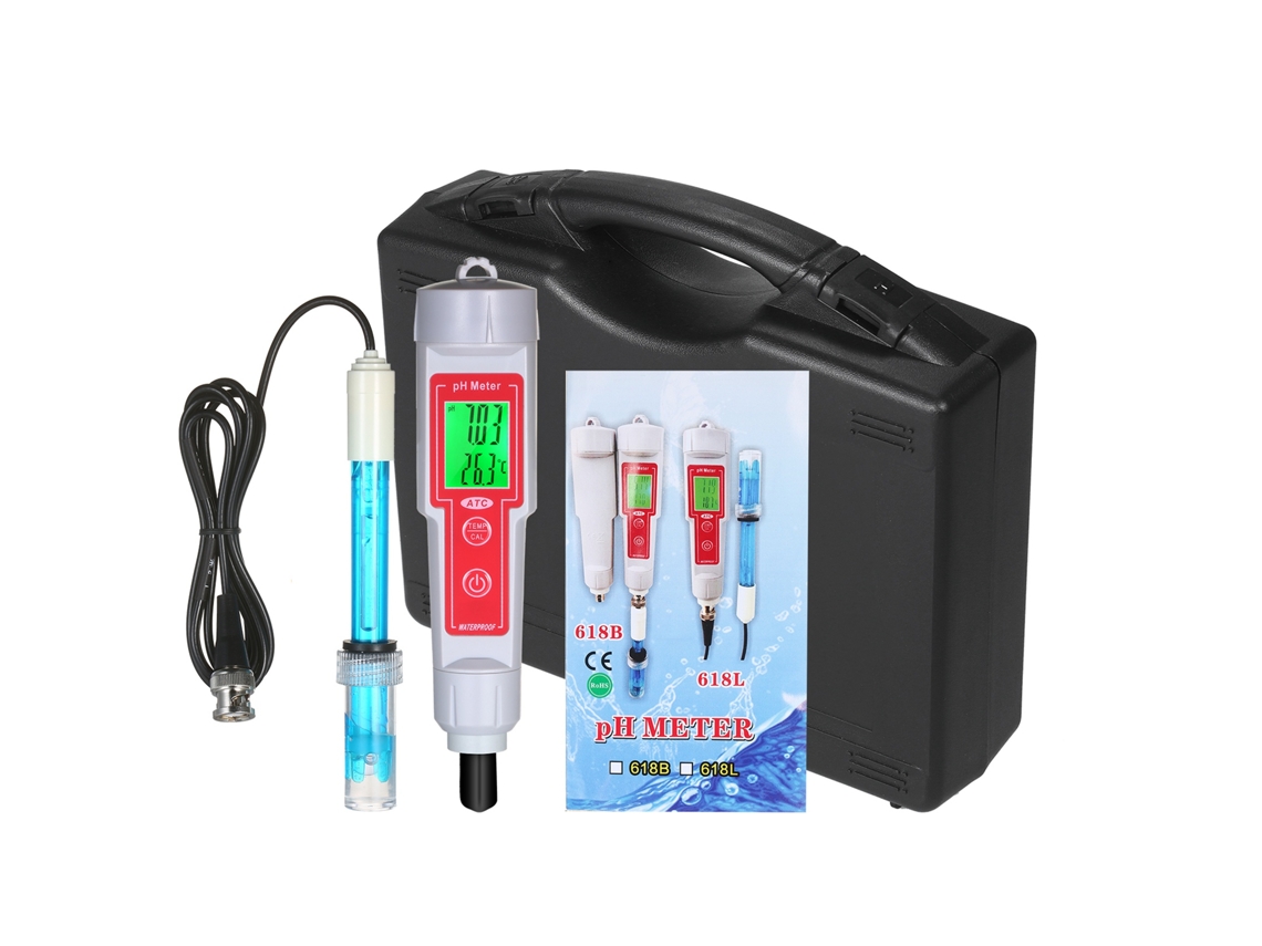 Medidor de ph portátil S/MARCA com backlight, resistente à água, precisão 0.1ph