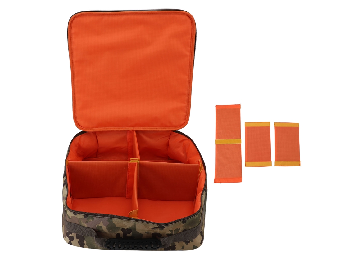 Mala De Armazenamento De Equipamentos De Pesca Com 4 Compartimentos Ajustáveis Capacidade Grande Padrão Camuflagem Cp