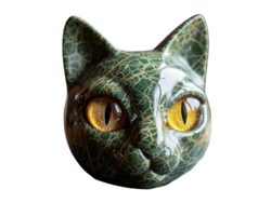 Escultura De Gato De Resina Con Ojos Color Ámbar, Textura De Mármol, Regalo Para Amantes De Los Gatos, Color Verde.