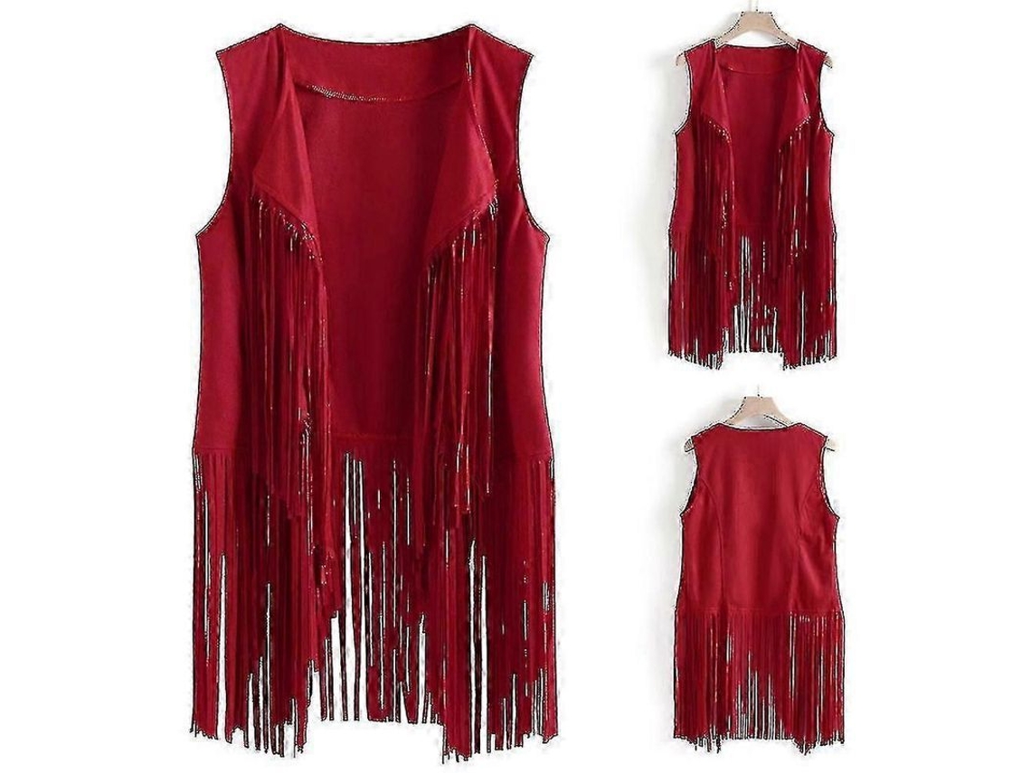 Chaleco Vaquera Para Mujer De Los 20 Con Tassel Sin Mangas Retro Hippie Motociclista Amlred
