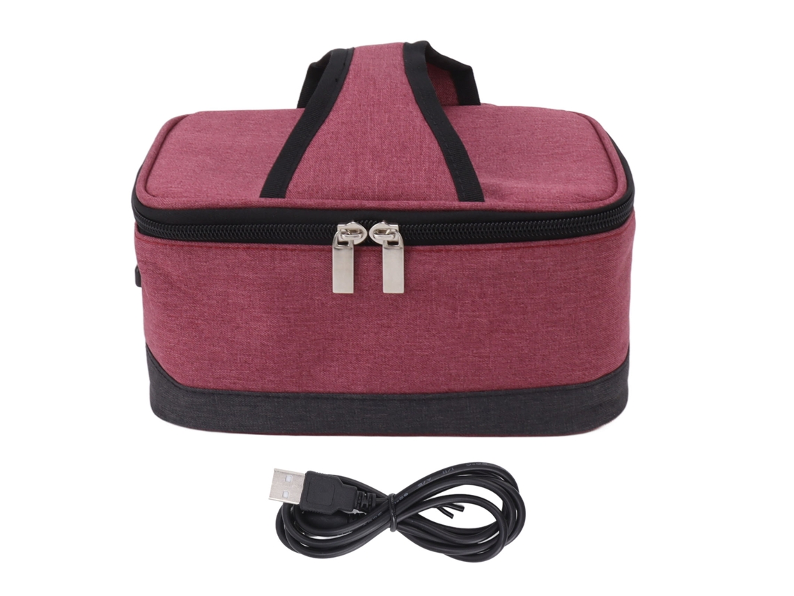 Nevera Eléctrica Usb Para Alimentos Con Calefacción Constante Y Aislamiento, Color Rojo Vino.