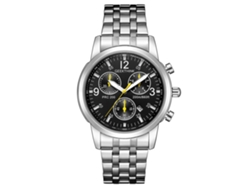 Reloj De Pulsera Geethink Para Hombre, De Acero, Esfera De Tres Subesferas, Cuarzo, Color Plata, Color Negro.