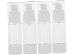 Juego De 4 Botellas Vacías Sin Aire Con Bomba Para Loción, Tamaño Viaje, Plástico Pequeño