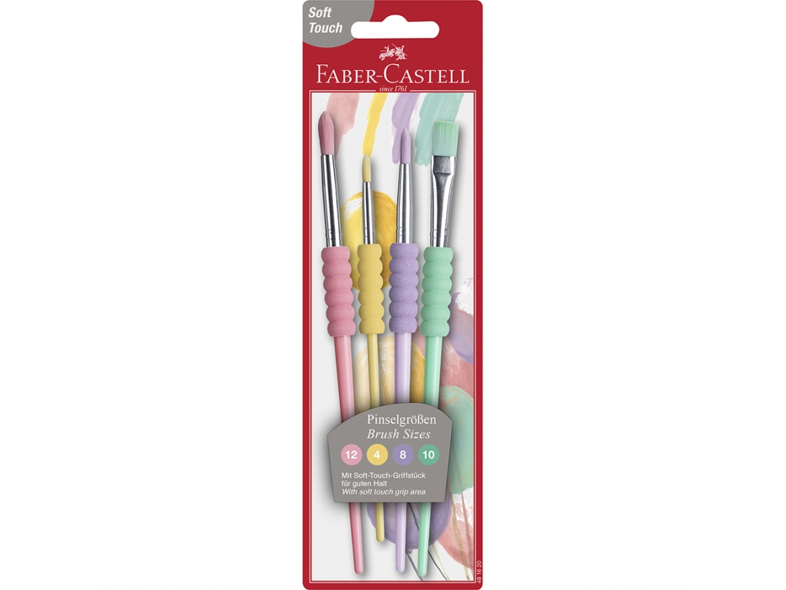 Cepillos Soft Touch Bl. Con 4 Pinceles Colores Pastel FABER CASTELL