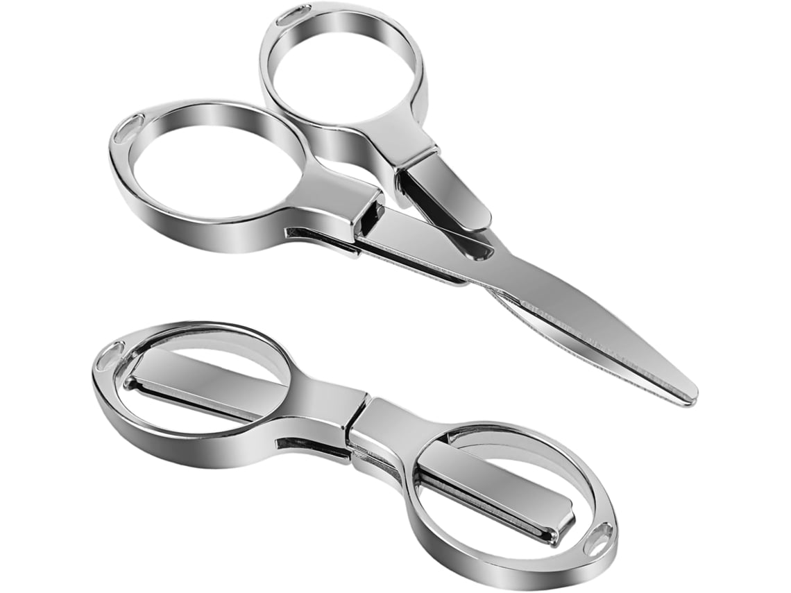 2 Tijeras Plegables Mini Acero Inox Portátiles, Con Llavero