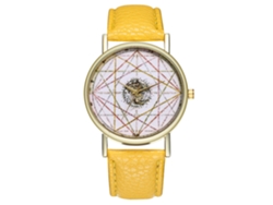 Reloj Analógico De Cuarzo Con Correa De Pu Para Mujer Y Hombre Zhoulianfa (amarillo)