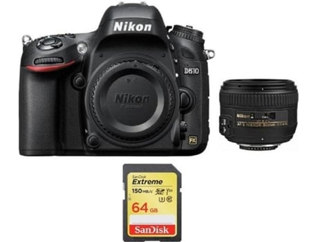 Kit Cámara Réflex NIKON D610 + AF-S 50MM F1.4G + Tarjeta SD de 64GB