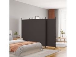 Biombo Divisor De 3 Paneles De Tela Marrón 525x180 Cm