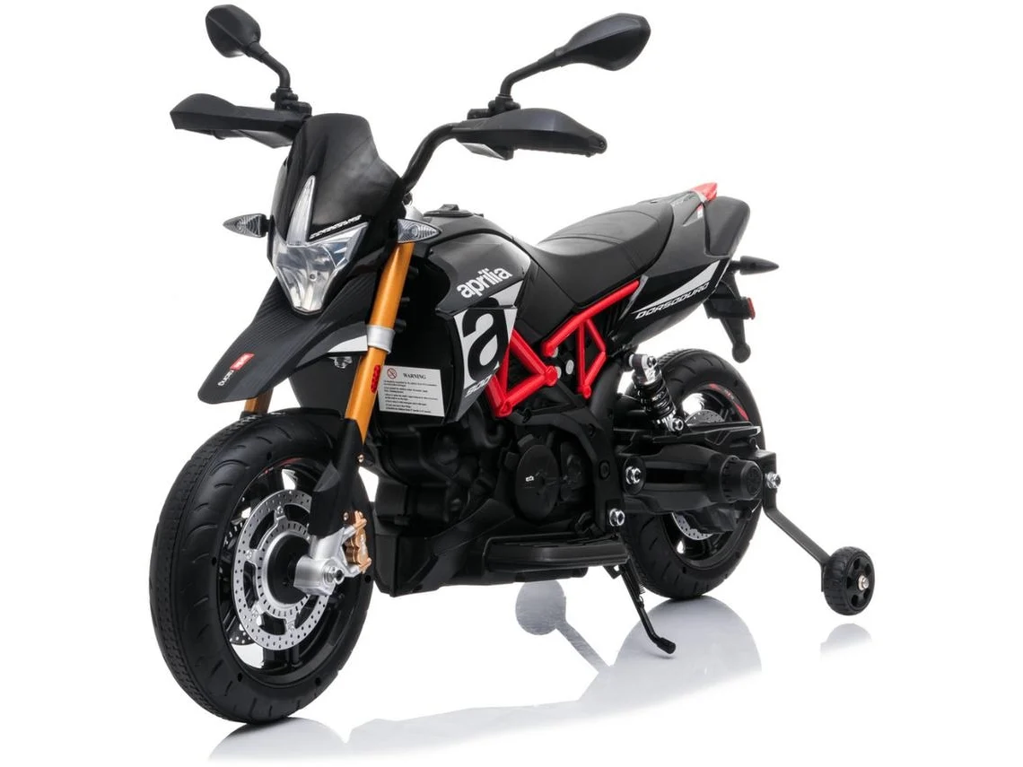 Moto Eléctrica Para Niños - Aprilia Dorsoduro 900 12v - 3 A 6 Años - Negro
