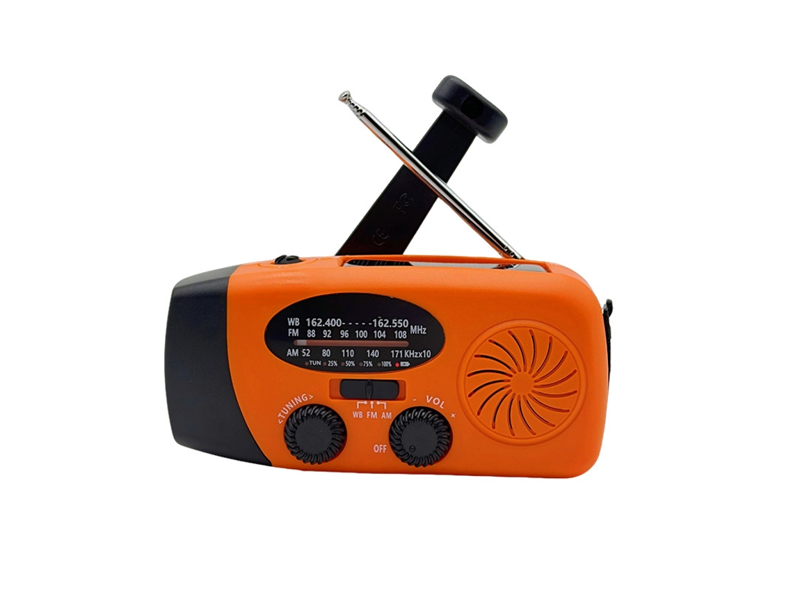 Radio de emergencia solar, radio portátil AM/FM con manivela y linterna LED. Elisefashion (amarilla)