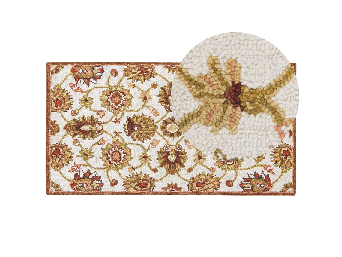 Alfombra BELIANI Ezine de Lana Marrón 80x150
