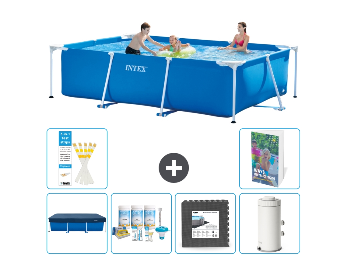 Intex Piscina Com Estrutura Retangular - 300x200x75 Cm - 7-peças S64