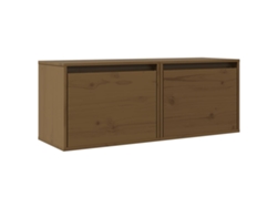 Conjunto de 2 armarios de pared MAISON EXCLUSIVE en pino macizo, color marrón miel (45 x 30 x 35 cm)