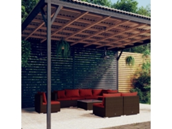 Conjunto de jardín de 9 piezas con cojines de mimbre marrón DKD Home Decor