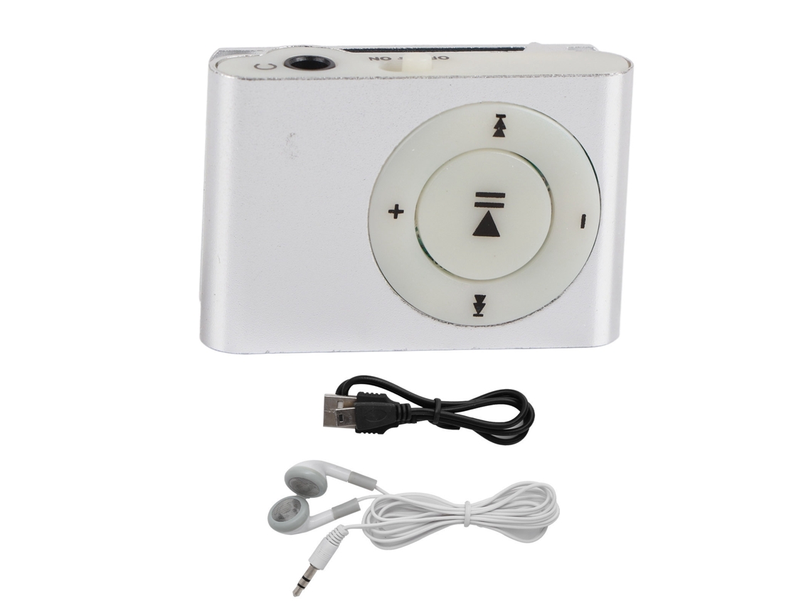Reprodutor De Música Digital Portátil Minimp3 Com Clip Traseiro, Fone De Ouvido E Cabo Usb (prata)