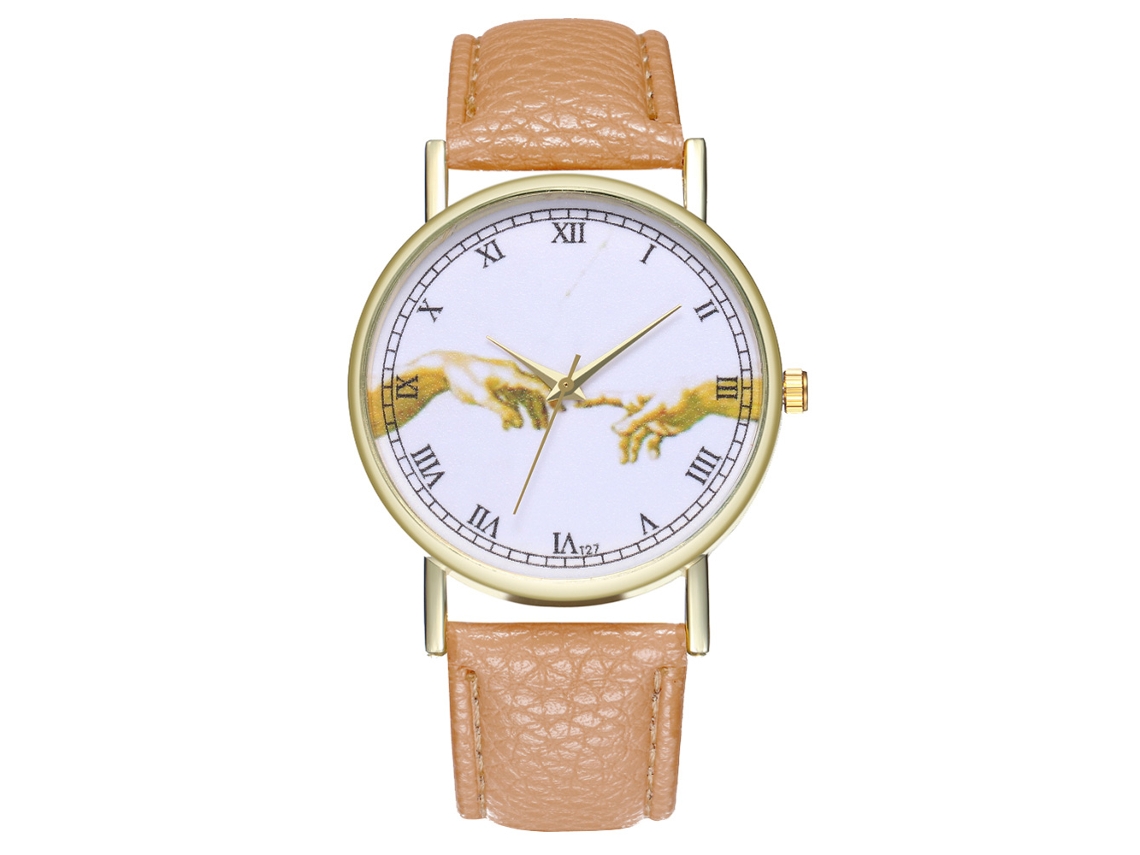 Reloj De Muñeca Clásico Mujer Con Correa De Pu Analógico De Cuarzo (beige)