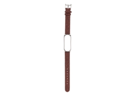 Pulseira De Couro Com Liberação Rápida Padrão Trançado Para Xiaomi Mi Band 6/5 Nfc Marrom Prata