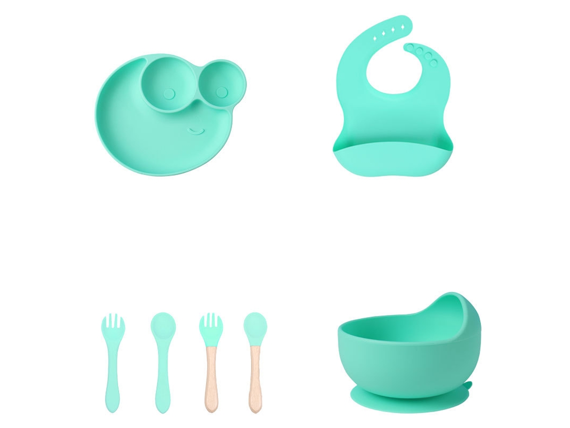 Juegos De Cubiertos De Silicona Azul Para Bebés: Antiadherentes, Sin Bpa, Aptos Para La Alimentación Complementaria Autorregulada