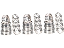 Conjunto de anillos pulidos con incrustaciones, lisos y sin incrustaciones, fabricados en acero inoxidable con acabado decorado a mano. SFUSHOS