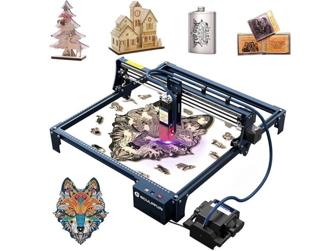 SCULPFUN S30 Pro 10W Grabador Láser Con Asistencia Neumática 30 L/Min Final De Carrera De Carril Lineal 410 X 400 Mm