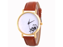 Reloj De Cuarzo Con Correa De Cuero Sencilla Y Elegante Para Decorar La Muñeca (marrón Oscuro)