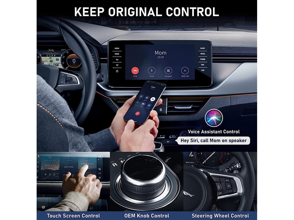 Adaptador inalámbrico CarPlay, adaptador inalámbrico Apple CarPlay 2023  para automóviles CarPlay con cable OEM, dongle más rápido y elegante