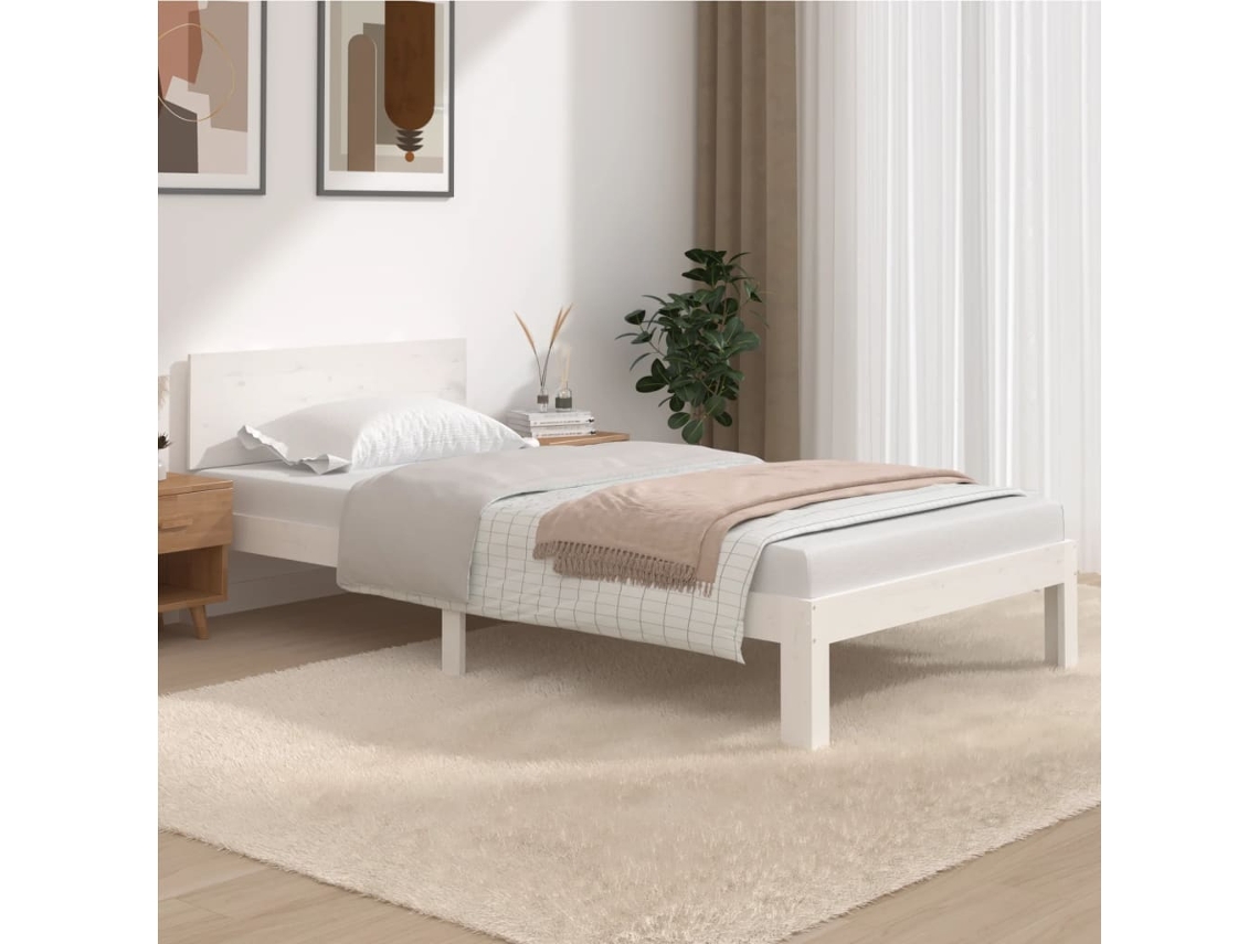 Estructura De Cama Sin Colchón Madera De Pino Blanco 100x200 Cm