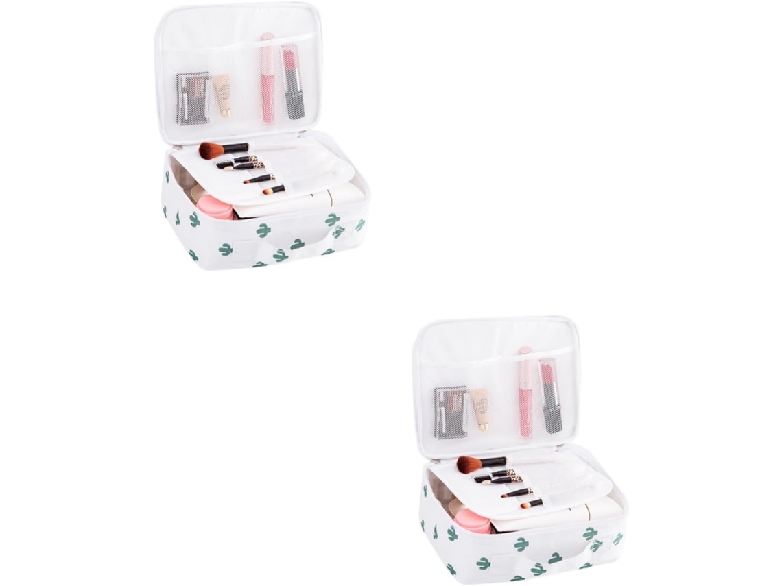 Neceser Portátil De 2 Piezas Con Diseño De Cactus, Amplio Y Grueso, Ideal Para Viajes.